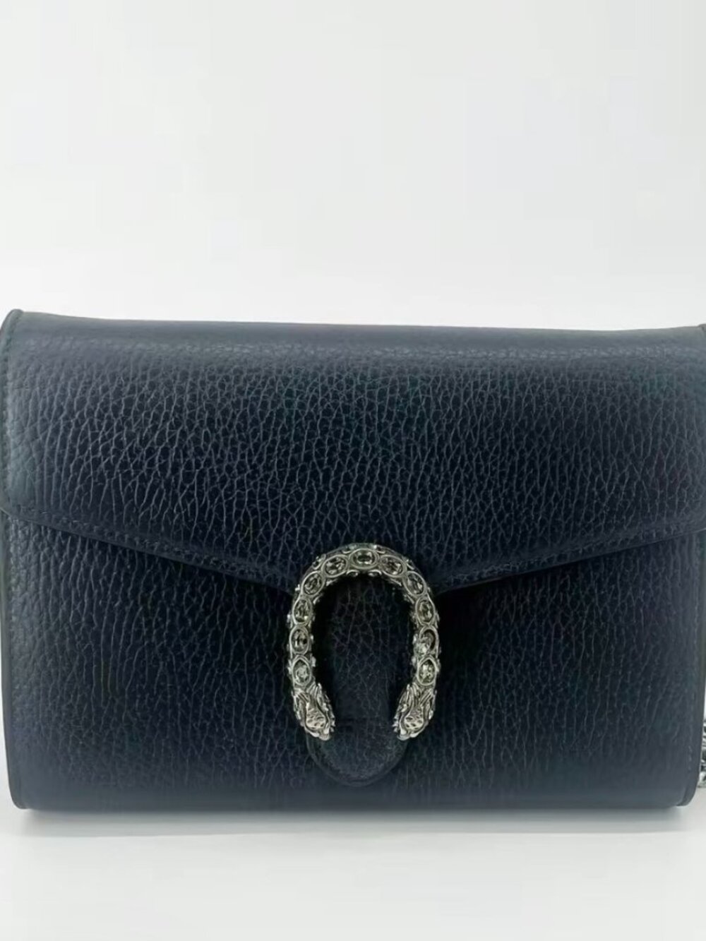 Gucci Dionysus Flap Closure Shoulder Bag Small Black Leather